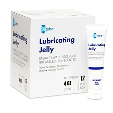 Globe Sterile Lubricating Jelly, 4fl Oz Tube Box of 12, Water Soluble