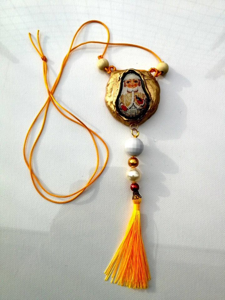 Joyería para niños collar amuleto de la suerte muñeca rusa roble matrioska étnico 4 Foto 4 de 4