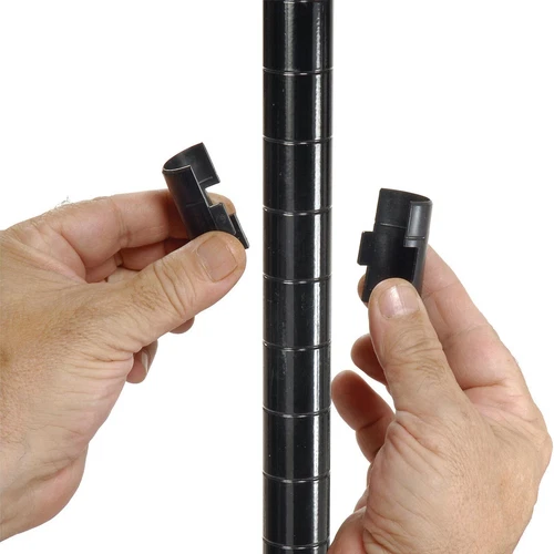 4Sets Chrome Wire Shelving Shelf Locking Pole Clips Plastic Black Post Tube Clip - Picture 9 of 12