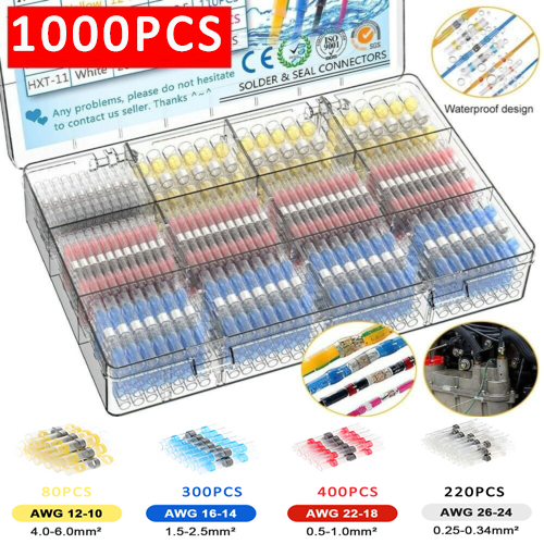 100PCS Waterproof Solder Seal Sleeve Heat Shrink Wire Connectors Terminals Kit - Foto 4