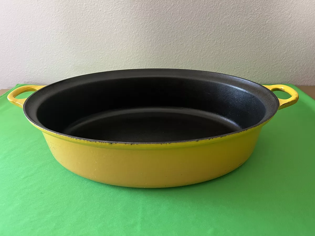 Vintage Le Creuset No. 43 Roaster Roasting Pan Yellow Enameled Cast Iron 8Qt