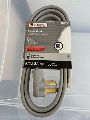 Utilitech 6-ft 3-Prong Gray Range Appliance Power Cord #148715 6/2