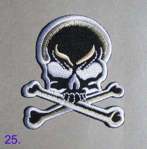 Schädel Aufbügeln Bestickter Patch Biker Kreuz Knochen Skelett Pirat Gothic Punk Rock - Bild 26 von 55
