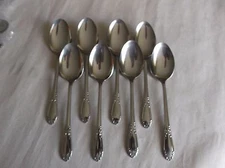 8 Everbrite EVS4 Stainless Steel Oval Soup/Dinner Spoons, Japan, EUC