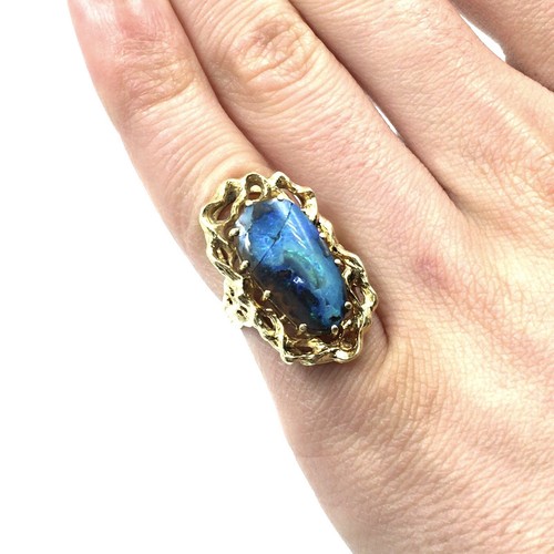 14kt Gelbgold Ring Boulder Opal Australischer Opal 585 Gold Schmuck 16.2mm / 51 - Picture 9 of 17