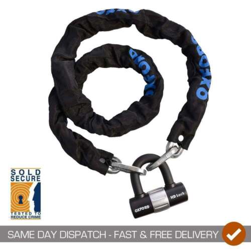 Oxford Products 1.5m Heavy Duty Chain Lock & Oxford Screamer7 Alarm Disc Lock - Picture 2 of 5