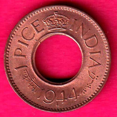 british india king george vi unc 1944 LAHORE MINT one pice copper coin ...