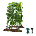 Metal A-Shaped Garden Arch Trellis w/ Nylon Netting, Ground Spikes Support Frame