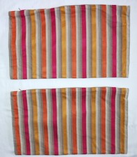 CRATE BARREL Set of 2 Loreto Pillow Covers Zip Close Yellow/Orange 12 X 18 EXC
