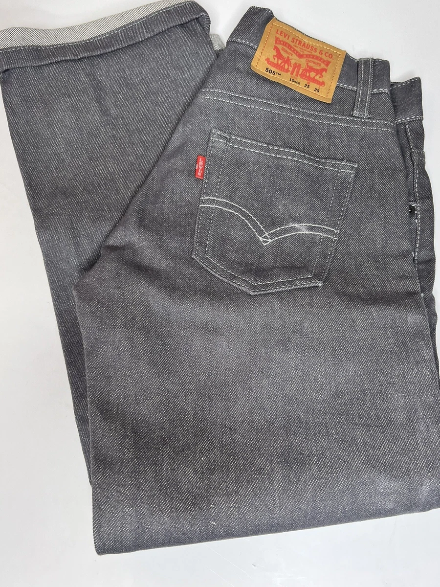 Levi s 505 Boys Straight Leg Regular Fit Denim Jeans 10 Reg 25x25 Grey Gray NWT