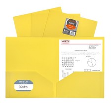 C-Line Two-Pocket Heavyweight Poly Portfolio, For Letter Size 25-Pack, Yellow
