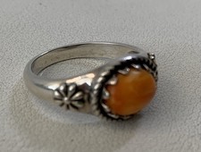 Carolyn Pollack Sterling 925 Oval Orange Spiny Oyster India Ring Sz. 10-7g
