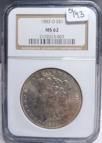 1883-O Morgan Silver Dollar. NGC MS62. Nice Edge Toning & Cartwheel. Video -S193