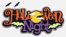 Premade Die Cut Paper Piecing for Scrapbooking Pages, Halloween Night Title