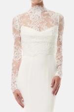 Appliques Lace Bolero Topper Jacket for Bride Beading Wedding Dresses High Neck