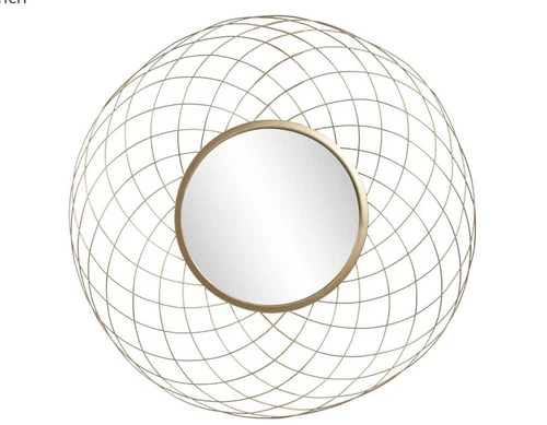 Howard Elliott 38” Round Wall Mirror Bright Gold Spirograph Design Accent.Vanity - Picture 1 of 5