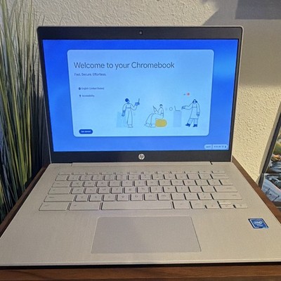 HP Chromebook 14'' Silver Intel Celeron 4GB 32GB eMMC Chrome OS USB-C