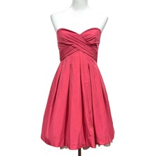 BCBG Maxazria Dress Pink Coral Strapless Sweetheart Formal Pockets Party Size 4