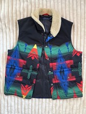 Ralph Lauren Southwestern Navajo aztec Print Sherpa Vest Gillet Size M/ L RARE