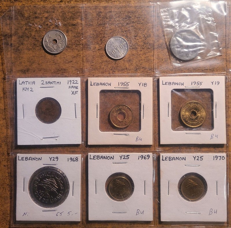 1906-1970 LOT: BELGIUM LUXEMBOURG LATVIA LEBANON (8 OF 9 COINS ARE UNC-BU!)