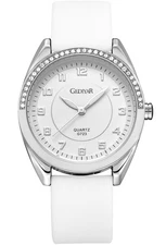 Women's Rhinestones Quartz Watch Easy Read White Soft Silicone Band Wristwatch