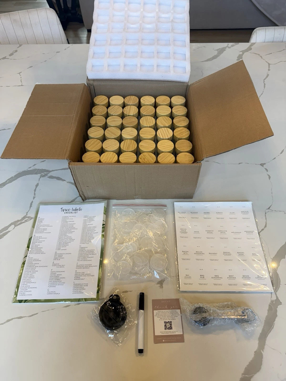 🔥Glass Spice Jars with Bamboo Lids 36-Pack Empty Seasoning Bottles Labels