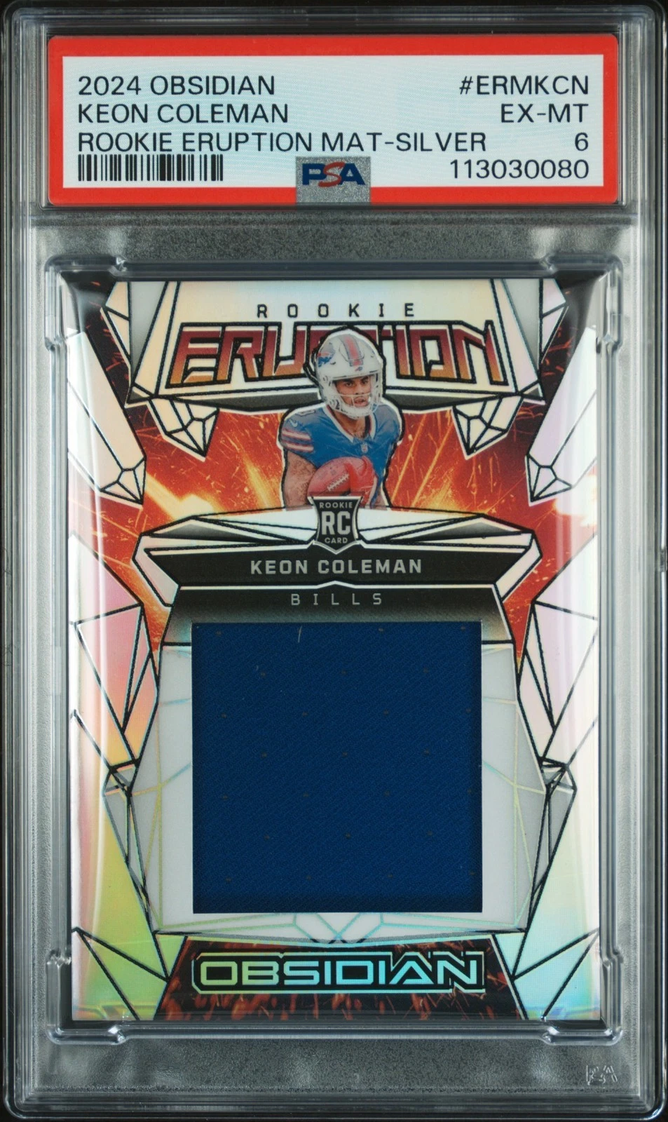 Keon Coleman Panini Obsidian Rookie Eruption Materials #ERMKCN Silver