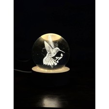 Laser Engraved K9 Crystal Ball Globe  Bird Design  6cm  8cm LED