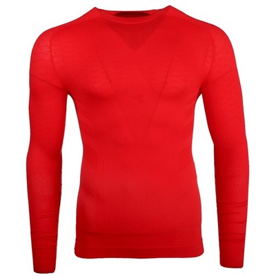 diadora Act Training Mock Neck Long Sleeve Athletic T-Shirt Mens Red Casual Tops