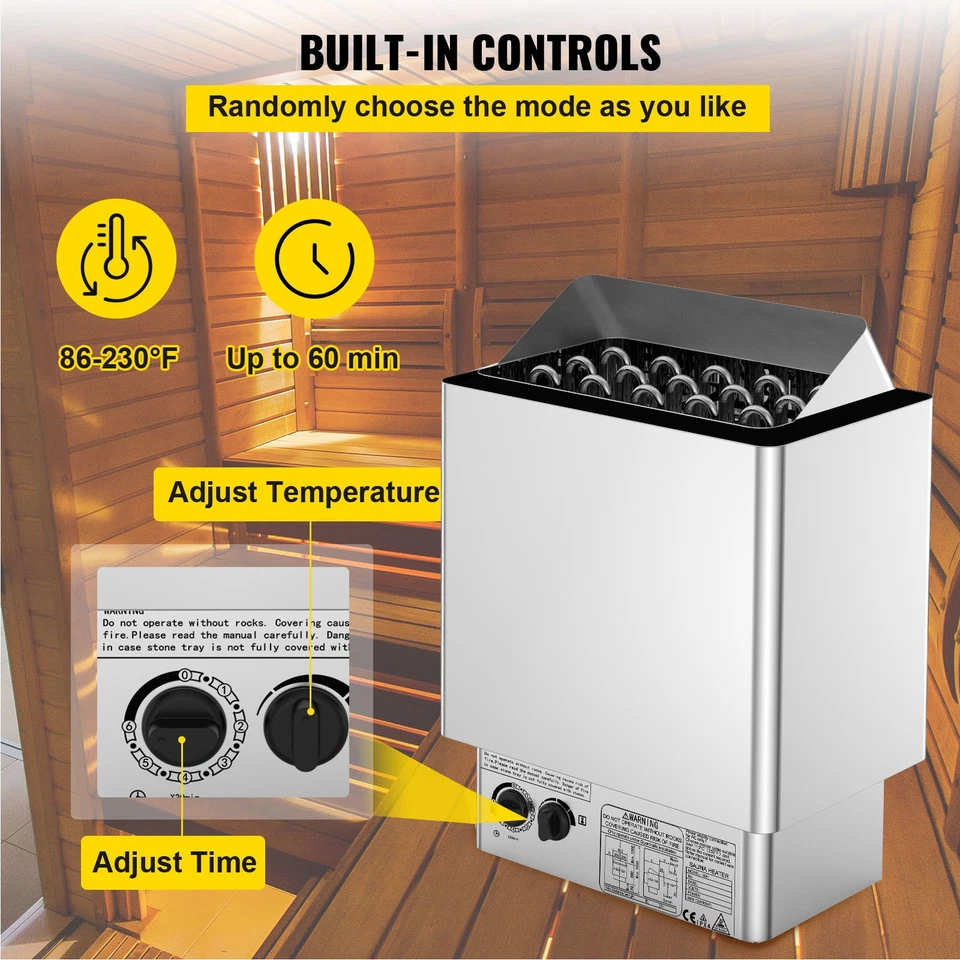 Stufa sauna 9 kW controllo interno protezione surriscaldamento riscaldamento sauna elettrico - Immagine 4 di 4