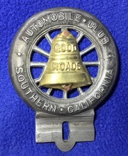 vintage ~SOUTHERN CALIFORNIA AUTOMOBILE CLUB~ old auto LICENSE PLATE sign TOPPER