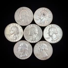 90% Silver $1.75 FV - Washington Quarter Circulated Pre-1965 US Coin - 22-41