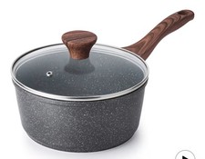 Nonstick Saucepan with Lid, 1.5 Quarts Small Pot with Swiss Granite Coating New