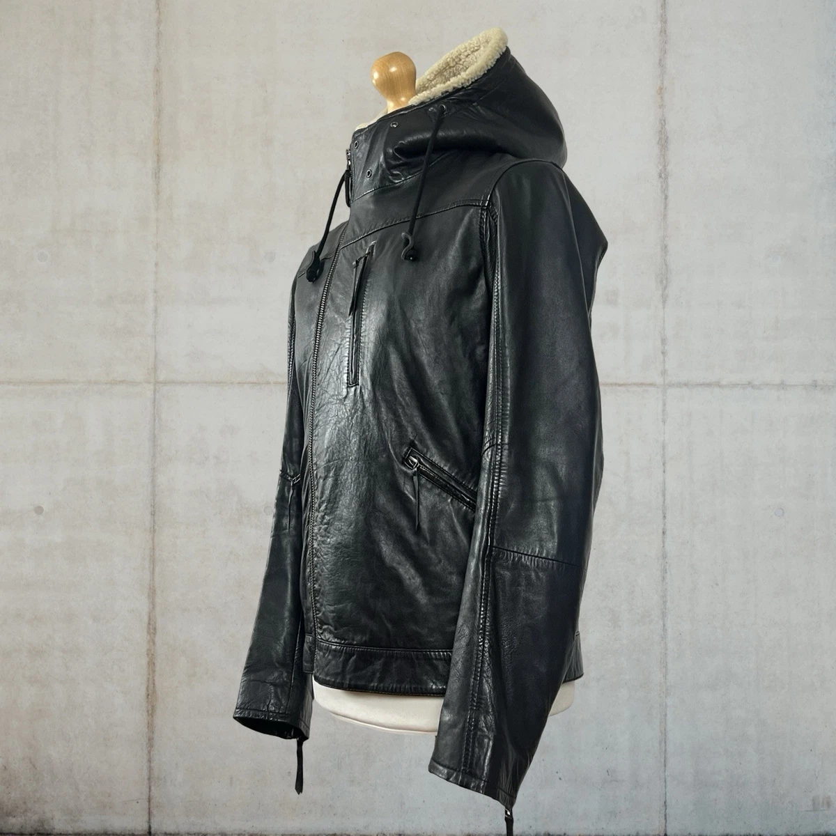 Pretty Green Leather Outer Shell Black Coats, Jackets & Waistcoats 
