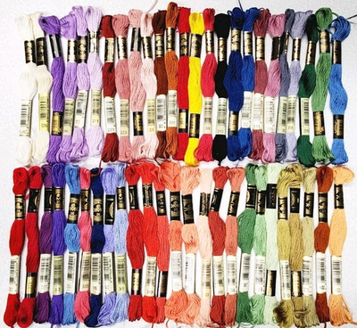 50 DMC 25 Embroidery Floss Lot of 50 Different Colors White thru 402 FULL Skeins