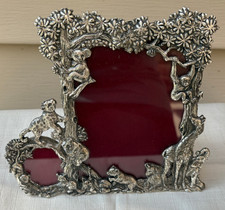 Arthur Court 1991 Jungle Zoo Animals Metal Tabletop Double Picture Frame 3.5"×5"