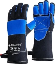 Welding Gloves, 1000°F Heat-Resistant Fireproof Leather Gloves for Welders Stick