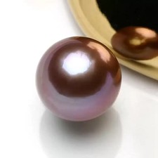 AAAA Natural 10-11mm Round Purple South Sea Loose Pearl half drilled