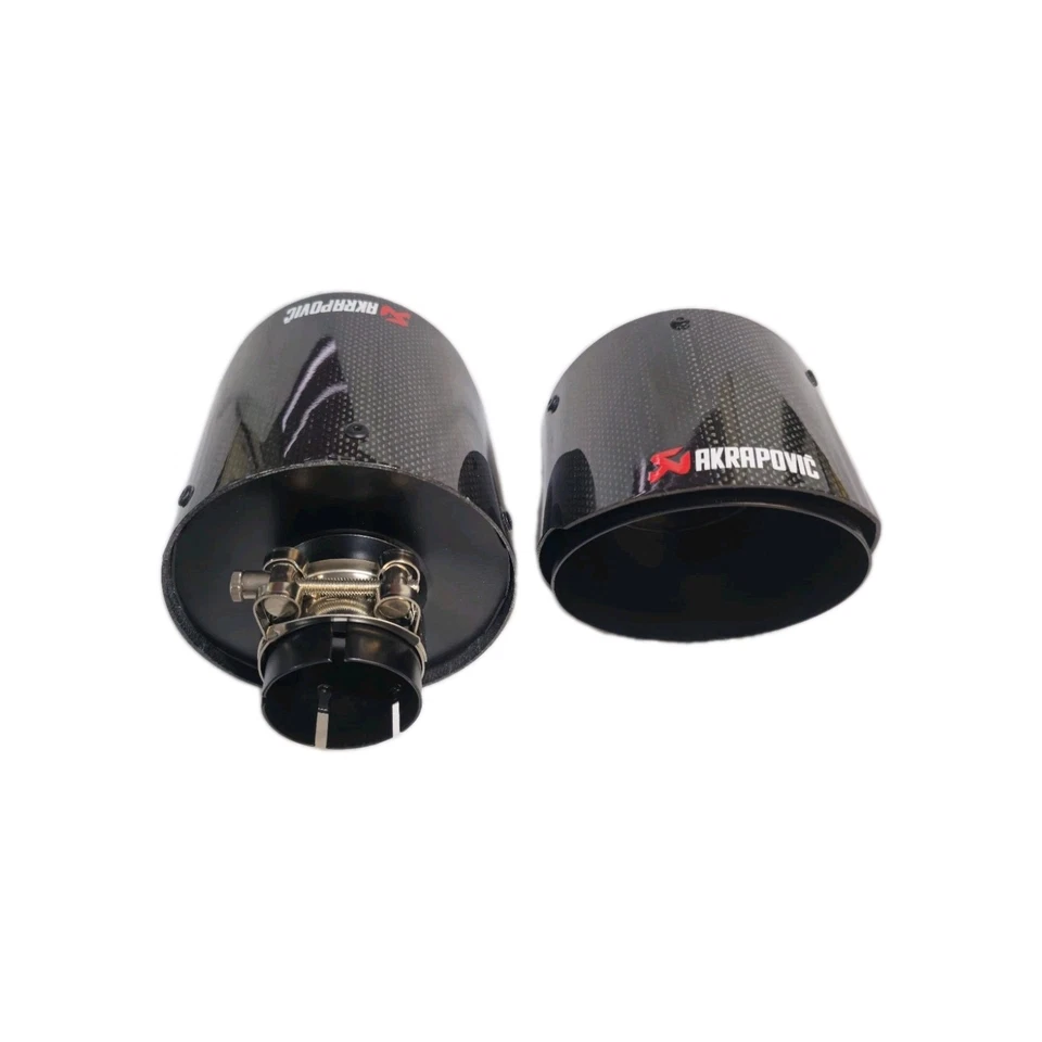 2 TERMINALI SCARICO ACCIAIO INOX NERO FIBRA DI CARBONIO 50mm entrata 130mm uscit - Imagen 4 de 4