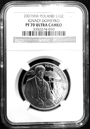 Poland 10 Zlotych 2007 NGC PF 70 Ultra Cameo UNC Silver Ignacy Domeyko
