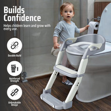 3-In-1 Toddler Potty Training Toilet Seat with Foldable Ladder Adjustable For