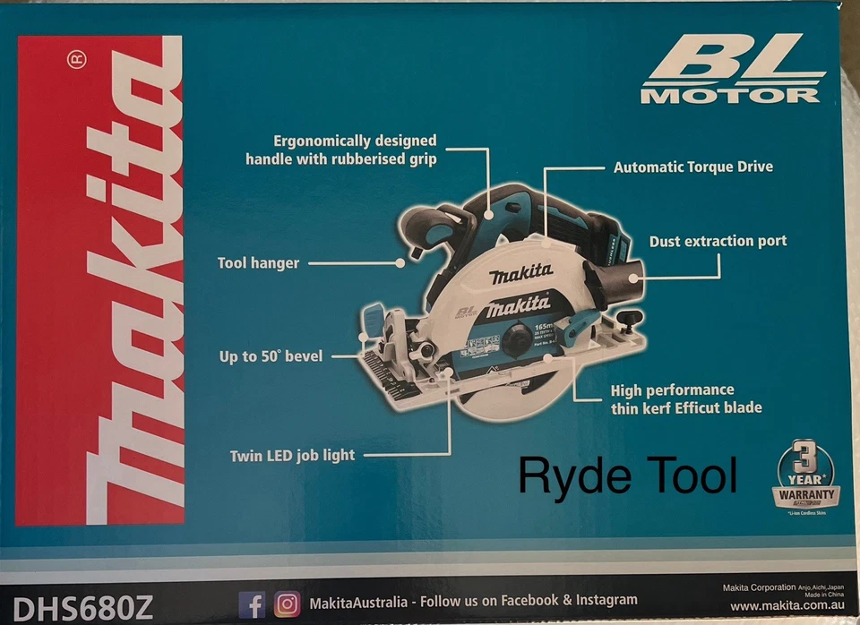Makita DHS680Z 18V 165mm (6-1/2") Brushless Circular Saw, Au Stock