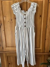 J For Justify Ladies Blue/ White Stripe XL Jumpsuit Brand New W/pockets