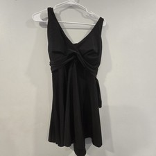 Women  s Black Solid Swimdress One-Piece 3XL Wide Adjustable Straps Poly/Spandex