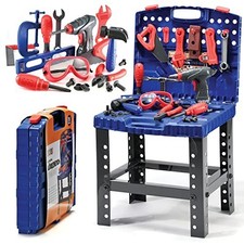 Play22 76PCS Kids Tool Set Workbench Pretend Play Toy with Electronic Drill Educ