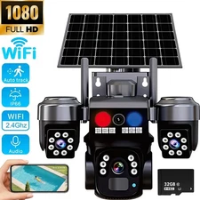 Solar Powered Security WiFi Camera 6MP Wireless PTZ PIR Sensor Surveillance ﻿