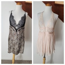 Victoria Secret Chiffon Pleated Babydoll and Sleep Nightgown Slip Size L