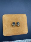 Vintage Gold-tone Clip Earrings Emerald Cut  Blue Green Gem and Round Pink Gem — photo 7