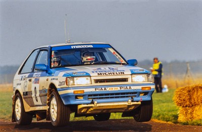 Ingvar Carlsson Per Carlsson Mazda 323 4WD RAC Rally on November 1- Old Photo