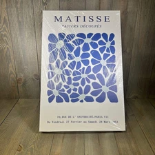 Henri Matisse Blue Wall Art Set of 3 Abstract Navy Blue Flower Decor